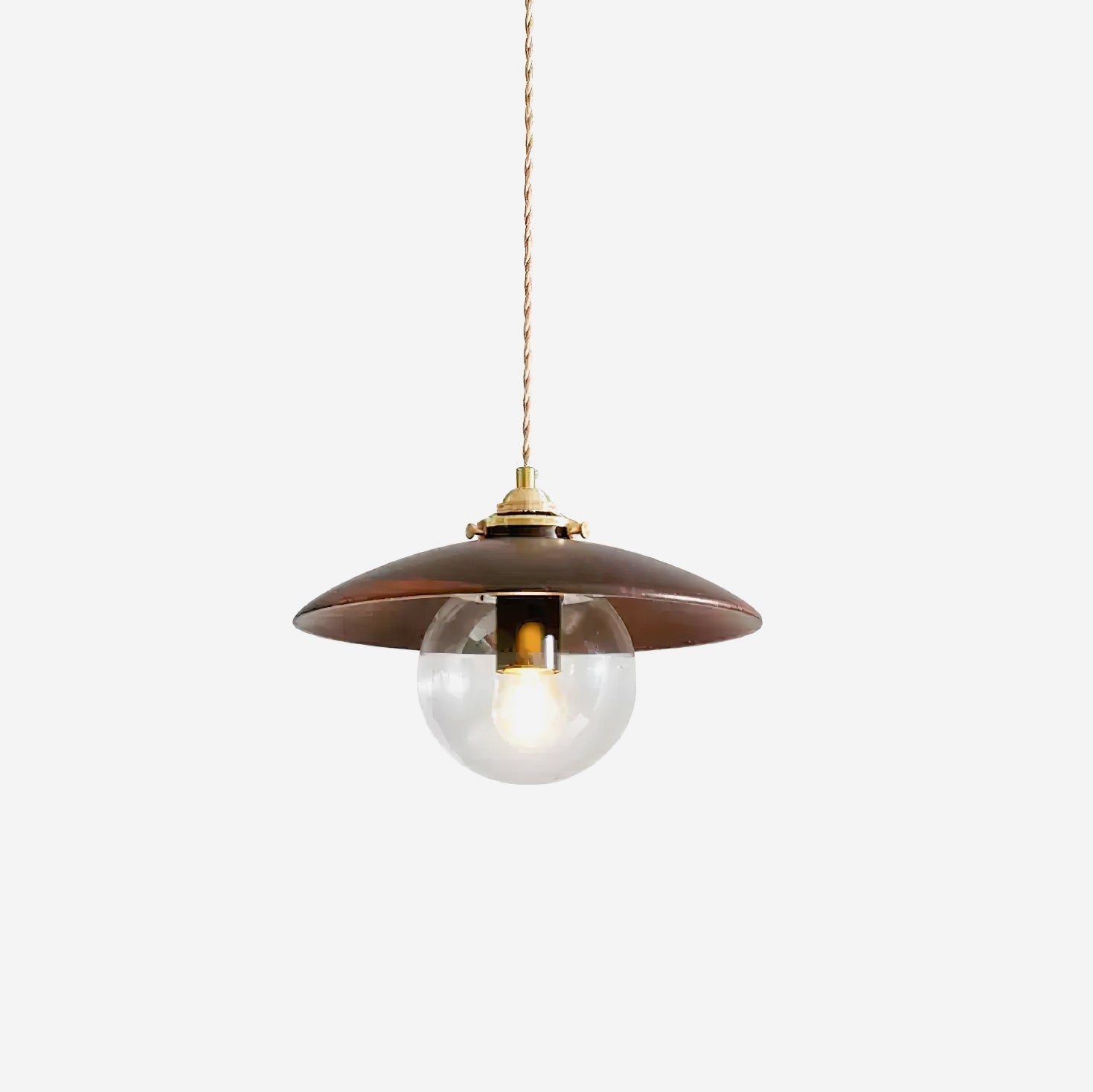 Glass Globe And Metal Disc Shade Industrial Pendant Light
